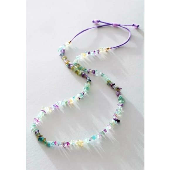 Free People Jewelry - Free People Single strand Beaded Necklace NWT Purple